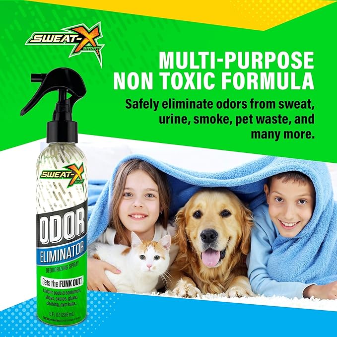 Sweat X Sport Extreme Odor Spray – Multipurpose Deodorizer for Stinky Shoes, Clothes, Sports Equipment & All Fabrics – Concentrated Formula, No Washing Required - Active Fresh Scent – 8 Fl Oz-Ruum Studio Home