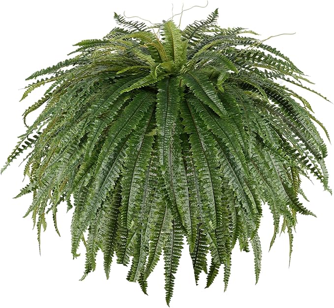 Single Silky 50" Artificial Fern Plant, Large Fake Fern with 128Fronds, Realistic Faux Boston Fern Bush for Outdoors & Indoor, Silk Greenery for Planter, Garden, Office, Home Décor-Ruum Studio Home
