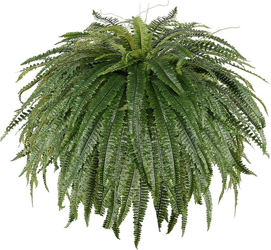 Single Silky 50" Artificial Fern Plant, Large Fake Fern with 128Fronds, Realistic Faux Boston Fern Bush for Outdoors & Indoor, Silk Greenery for Planter, Garden, Office, Home Décor-Ruum Studio Home