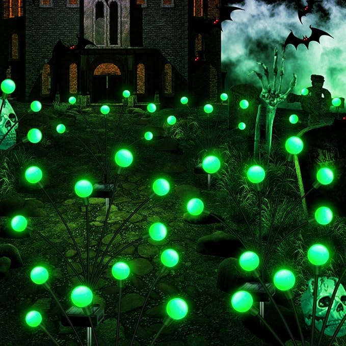 Solar Garden Lights Outdoor, 4 Pack 24LED Waterproof Solar Powered Lights for Yard Pathway Patio, Swaying Lawn Decor as Gardening Gifts for Women Holiday(4 Pack Green)-Ruum Studio Home