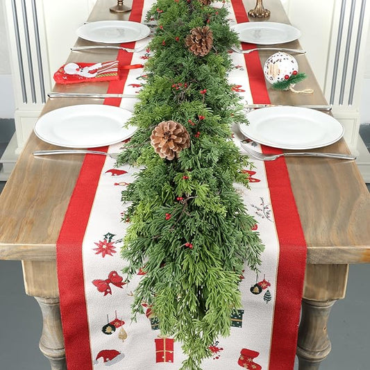 6 Ft Real Touch Christmas Garland Indoor with Pine Cone,Thick and Lush，Soft Bendable Mantle Garland Christmas, Lifelike Cedar Garland, Christmas Garland for Mantle,Indoor Christmas Decorations-Ruum Studio Home