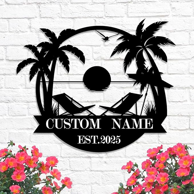 Custom Metal Beach Wall Art Sign - Personalized Size Outdoor/Indoor, Surfboard Decor, Lake House & Coastal Home Decor, Summer Gift - MADE IN USA-Ruum Studio Home