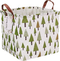 FANKANG Square Nursery Hamper Storage Bins Canvas Laundry Basket Foldable with Waterproof PE Coating Large Storage Baskets Gift Baskets for Children Office Bedroom ClothesToys (SquareGreen forest)-Ruum Studio Home