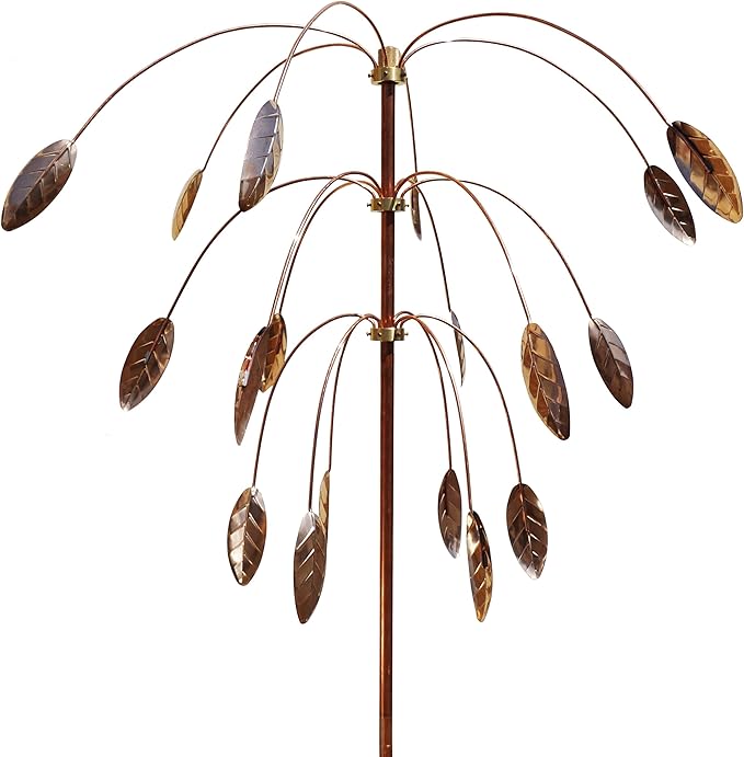 Stanwood Wind Sculpture: Kinetic Copper Triple Spinner - Falling Foliage-Ruum Studio Home