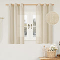 LAMIT Natural Linen Semi Sheer Curtains 48 Inch for Short Windows, Light Filtering Curtains Farmhouse Boho Bronze Grommet Drapes for Kitchen/Loft Room, 2 Panels (34 x 48 Inch, Linen)-Ruum Studio Home