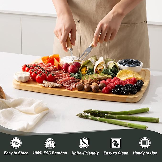 Bamboo Cutting Board Set Non Slip Feet with Holder Over Sink Wooden Cutting Boards Eating Grilling Biard Cutboard Biard Chtting Woodcutting Cuttingboards Voard Oard Bord 12x18 11 x 14 Baords Baord-Ruum Studio Home