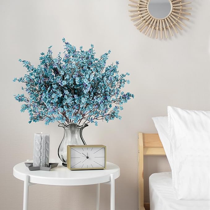 Sggvecsy 15 Pcs Babys Breath Artificial Flowers Gypsophila Bouquets Bulk Real Touch Fake Silk Flowers for Home DIY Floral Arrangement Table Centerpiece Fall Thanksgiving Autumn Decoration (Fall Blue)-Ruum Studio Home