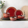 GBHOME Ceramic Dinnerware Sets,12 pcs Embossed Elegant Stoneware Plates and Bowls Sets, Housewarming Wedding Gift | Dishwasher & Microwave Safe | Dishes Set Service for 4-Ruum Studio Home