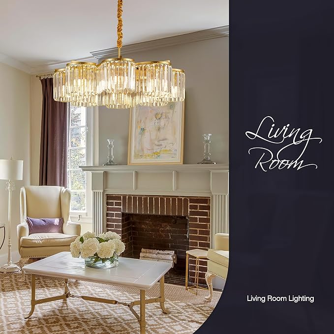 30.3“ Gold Semi Flush Mount Ceiling Light Fixtures, 8-Light Gold Modern Crystal Chandelier Height Adjustable Pendant Lighting for Bedroom Entryway Hallway Kitchen Island Living Room Foyer-Ruum Studio Home