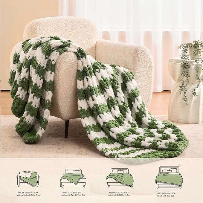 L'AGRATY Chunky Knit Blanket Throw: 50''x60'' Chenille Chunky Knitted Throw Blankets for Bed Couch - Handmade Thick Cable Knit Blanket - Large Crochet Rope Blankets for Home Decor-Ruum Studio Home
