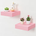 BAMEOS Pink Floating Shelves for Wall, 6" x 6" Wall Shelves for Room, Floating Book Shelves, Hanging Shelves for Bedroom, Bedroom, Living Room, Kitchen (Set of 2)-Ruum Studio Home