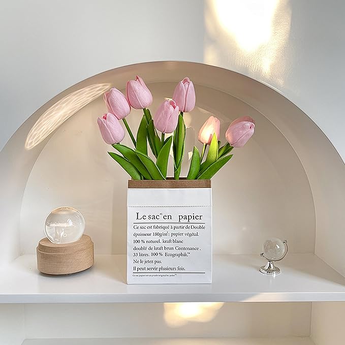 20pcs Pink Artificial Tulip Fake Flower 12.9 Inch Spring Mother's Day Easter Gift for Home Kitchen Wedding Decoration-Ruum Studio Home