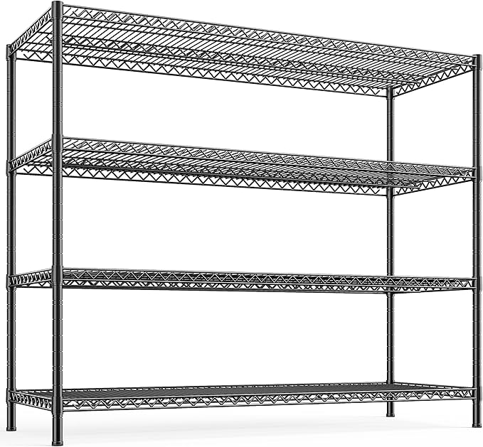 REIBII 2560LBS Storage Shelves 55.5"W Metal Shelving Unit 4 Tier Wire Shelving Commercial Adjustable Garage Shelving Heavy Duty for Storage Rack for Pantry, Garage, Kitchen, 55.5"W x 18"D x 55.5"H-Ruum Studio Home