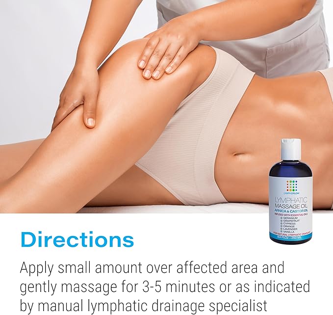 Lymphatic Drainage Massage Oil with Arnica & Cold Pressed Castor Oil I Post Surgery Recovery & Post Liposuction, BBL, 360 Lipo, Tummy Tuck I Fibrosis Treatment, Body Detox I 8.5 Oz by Bruizex-Ruum Studio Home