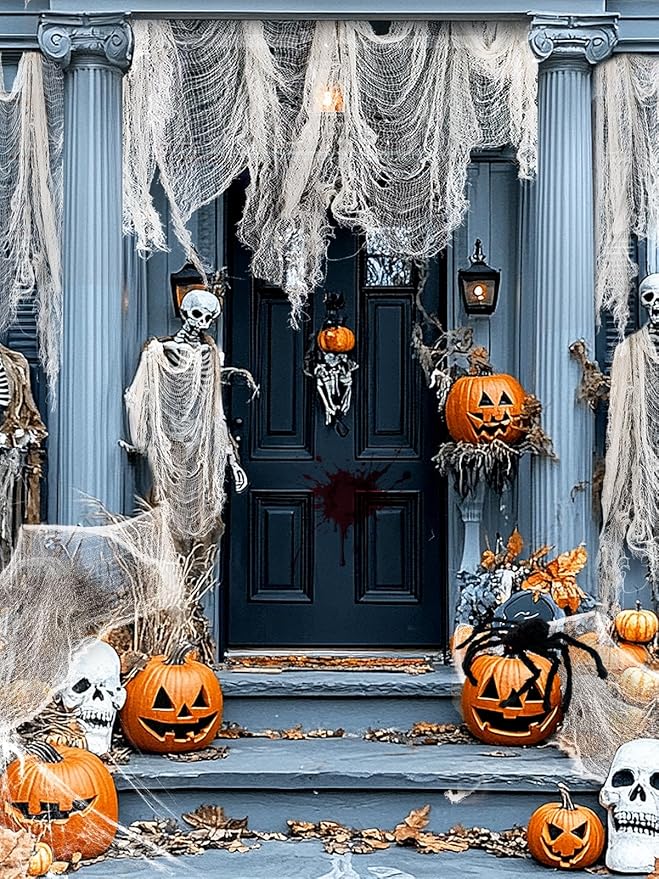 Biubee 5Pcs Halloween White Creepy Cloth- Spooky Gauze Fabric Cloth for Haunted Horror House Halloween Party Doorway Outdoors Decoration (30" ×72")-Ruum Studio Home