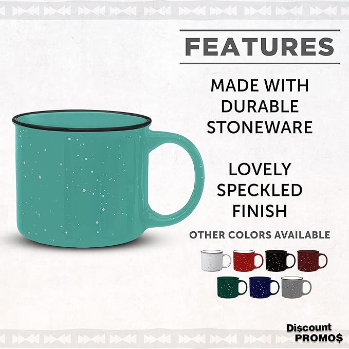 DISCOUNT PROMOS Ceramic Campfire Coffee Mugs 13 oz. Set of 10, Bulk Pack - Perfect for Tea, Espresso, Cappuccino, Hot Cocoa - Mint-Ruum Studio Home