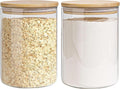 Glass Storage Jars Set Elegant Containers with Airtight Bamboo Lids, Perfect for Kitchen Organization - Flour, Rice, Pasta, Sugar, Coffee Beans, Accessories Included (2 packs(111oz))-Ruum Studio Home