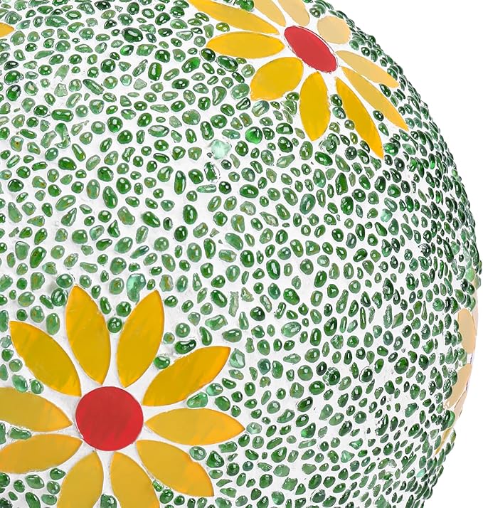 Gazing Ball 8 Inch Flower Glass Mosaic Garden Globe Outdoor Gazing Globe Yard Ornament for Garden Yard Home Lawn Outdoor Decoration Gift for Women (Not Solar Powered)-Ruum Studio Home