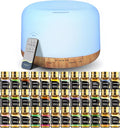 SACATR Essential Oil Diffusers for Home with 36 Oil Diffuser Sets, 500ml Aroma Diffuser for Essential Oils Large Room, Ultrasonic Cool Mist Diffuser Auto Shut-Off 4 Timers 15 Colors (36x5mL)-Ruum Studio Home