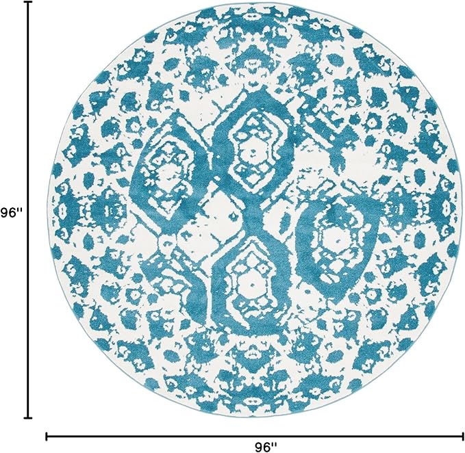 Unique Loom Rosso Collection Vintage Traditional Distressed Blue Round Rug (8' 0 x 8' 0)-Ruum Studio Home