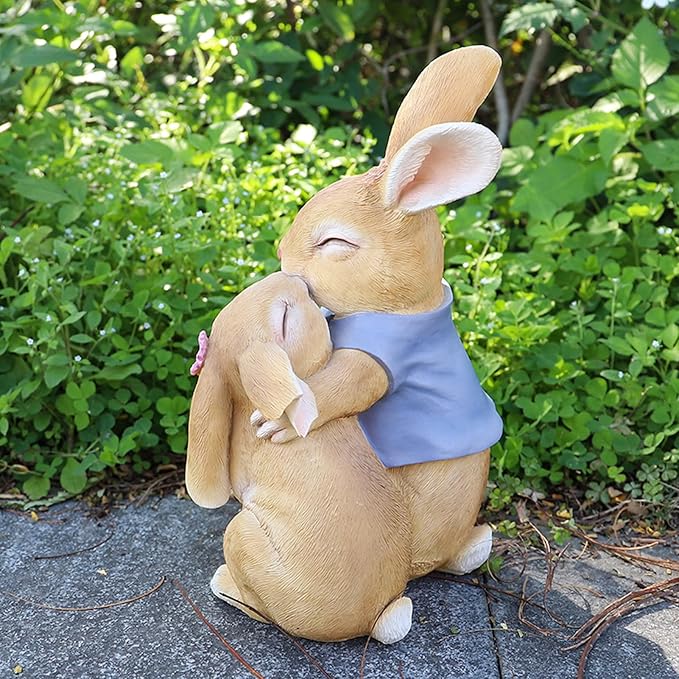 Garden Rabbit Statue Outdoor Decor Resin Funny Bunny Figurines for Outdoor Patio Lawn Yard Art Decoration Christmas Housewarming Gift-Ruum Studio Home