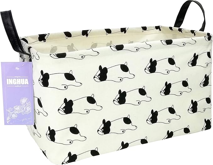 Rectangular Storage Basket Fabric Organizer Bin for Toys,Books,Clothes,Gifts,Pets-Perfect for Home,Office,Nursery,Dorm,Shelf(Rec Bulldog)-Ruum Studio Home