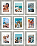 Vittanly 6x8 Picture Frames Set of 9, Shatter Resistant Plexiglass, Display 4x6 Pictures with Mat or 6x8 without Mat, Photo Frames for Wall or Tabletop, Engineered Wood, Grey-Ruum Studio Home
