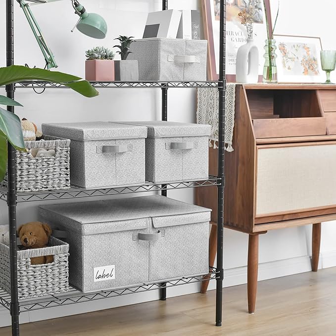 GRANNY SAYS Fabric Storage Bin with Lid, Decorative Storage Box, Extra Large Storage Baskets, Closet Organizer, Gray, 1-Pack-Ruum Studio Home