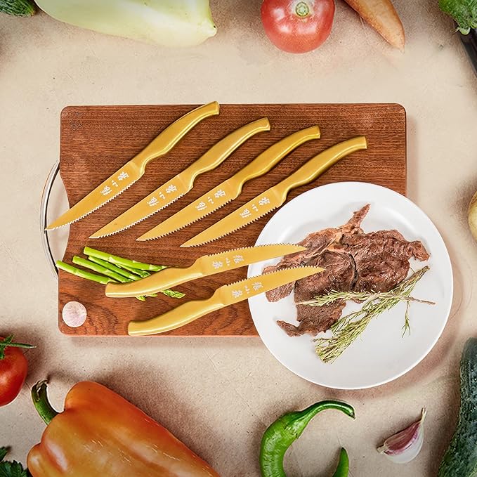 ZHANG XIAO QUAN SINCE 1628 15Pcs Knife Sets with Block, 50Cr15MoV Stainless Steel kitchen knife set with Built-in Sharpener Dishwasher Safe(Golden)-Ruum Studio Home