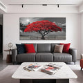 Black and White Red Tree Wall Art Canvas Print Picture Large Red Tree Landscape Modern Artwork for Living Room Bedroom Office Home Wall Decoration Decor With Frame 20x40in-Ruum Studio Home