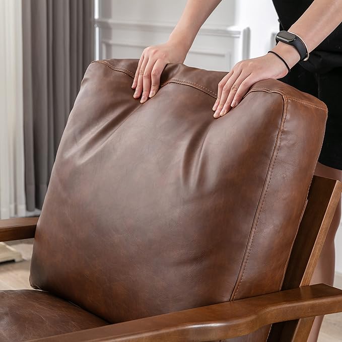 chairus Leather Accent Chairs Mid Century Modern Armchairs Compfy Upholstered Lounge Sofa Chairs for Living Room Fireplace/Bedroom/Reception/Dorm, Set of 2, PU Brown-Ruum Studio Home