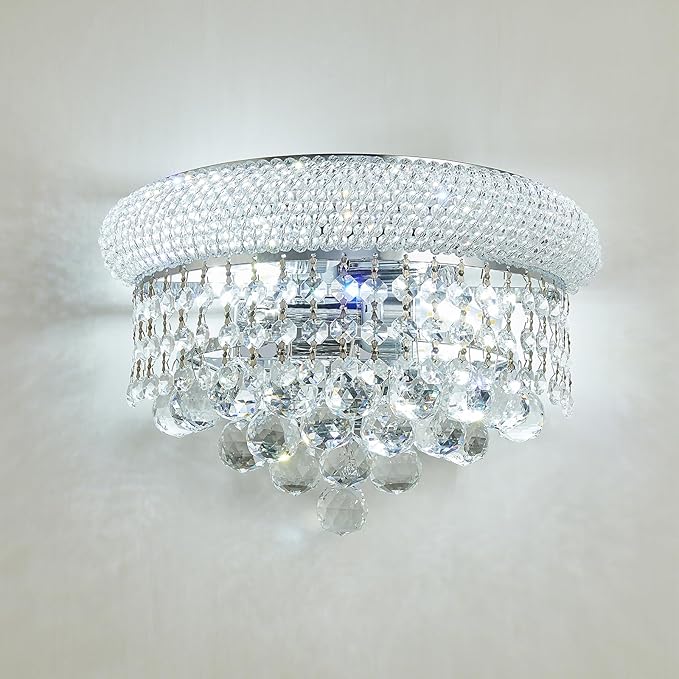 Empire Crystal Wall Sconces, Chrome Wall Light Fixtures, Luxury Wall Lamp for Living Room Bedroom Bathroom Bedside Hallway Stairway-Ruum Studio Home