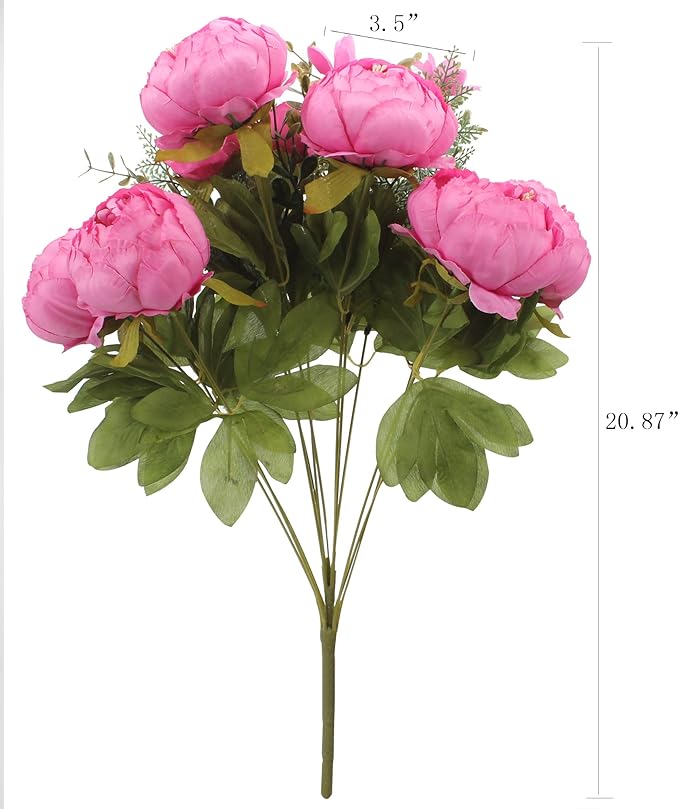 Duovlo Springs Flowers Artificial Silk Peony Bouquets Wedding Home Decoration,Pack of 1 (Spring Peach Pink)-Ruum Studio Home