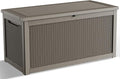 DRATO 260 Gallon Deck Box, Outdoor Large Waterproof Resin Storage Box with Lockable Lid for Patio Cushions, Gardening Tools, Sports Equipment, Light Brown-Ruum Studio Home