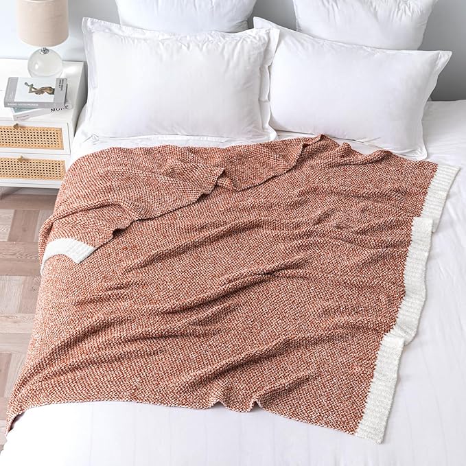 MIULEE Fall Rust Super Soft Throw Blanket for Bed, Twin Size Cozy Fluffy Warm Blankets Knit Blankets for Couch, Sofa, Chair, Living Room, Camping, Picnic, 60 x 80 inch-Ruum Studio Home