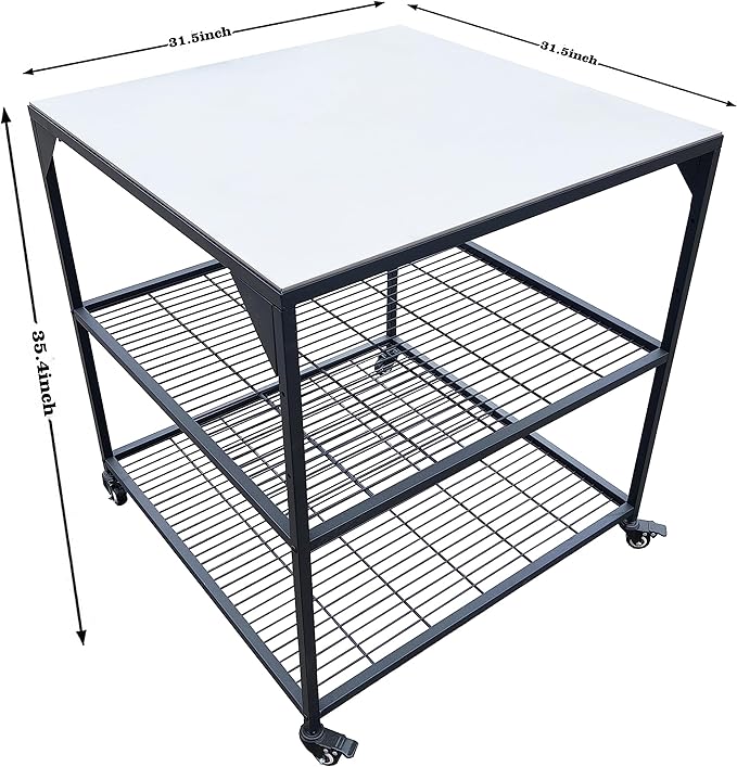 Stainless Steel 3-Tier Mobile Cart for Outdoor Grills & Pizza Ovens-Ruum Studio Home