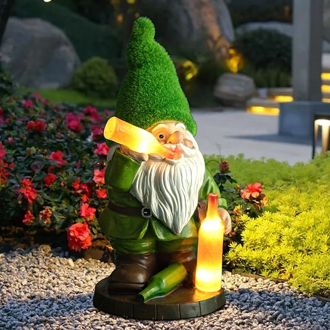 Topadorn Solar Gnome Garden Decor, Garden Gnome Sculptures with Solar LED Lights, 12'' Resin Outdoor Figurine for Yard Patio Decor Lawn Ornaments Porch Gifts-Ruum Studio Home