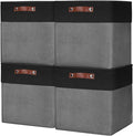 13x13 Cube Storage Bins, Collapsible Fabric Storage Box, 4 Pack Closet Baskets with Handles for Organizing, Shelf, Toys, Clothes, Home, Office, Nursery (Grey&Black)-Ruum Studio Home