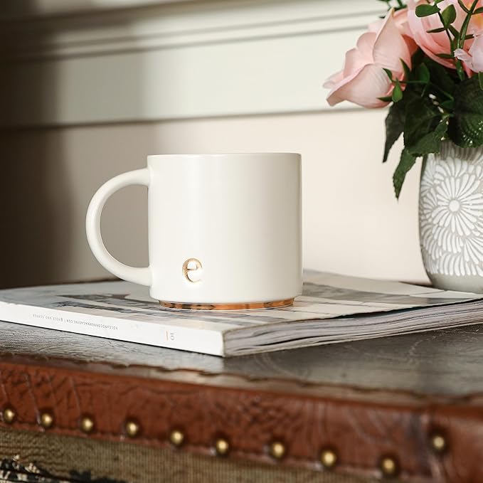 COLLECTIVE HOME - Monogram Ceramic Mugs, 15 oz Golden Initial Coffee Cups, Elegant Alphabet Tea Mugs, Elegant Personalized Mug with Gift Box, Luxurious Cups for Office and Home (e)-Ruum Studio Home