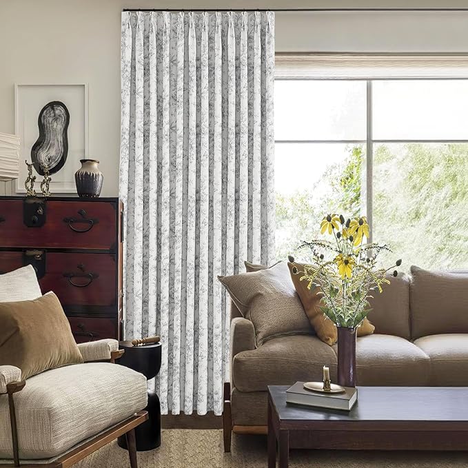 Pinch Pleated Vintage Floral Curtains - Room Darkening Drapes for Bedroom Living Room.2 Panels,150 Inches Wide 90 Inches Long-Ruum Studio Home