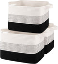 Storage Baskets for Organizing, Woven Baskets for Shelves, Rectangle Decorative Organizer for Storage Clothes, Toy, Books, Towels Nursery Bins 3 Pack (Gradient Black)-Ruum Studio Home