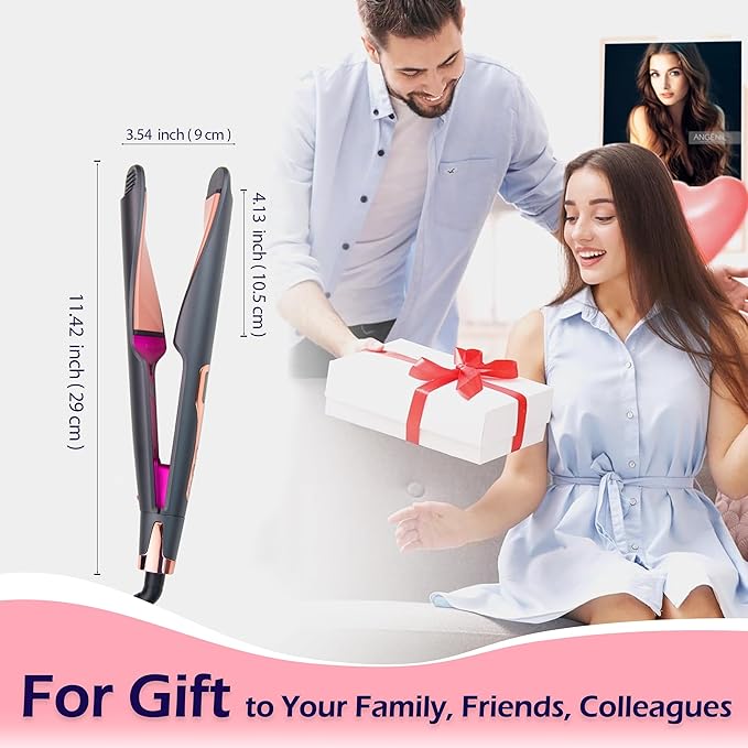 ANGENIL Pro Twist Ceramic Flat Iron 1 Inch, Dual Voltage Hair Straightener and Curler 2 in 1, Multi-Stylers Round Flat Iron Hair Curling Iron, Fast Heating LCD Display, 11 Adjustable Temp (250℉-450 ℉)-Ruum Studio Home
