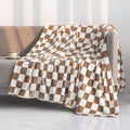 LOMAO Throw Blankets Flannel Blanket with Checkerboard Grid Pattern Soft Throw Blanket for Couch, Bed, Sofa Luxurious Warm and Cozy for All Seasons (Khaki, 60"x80")-Ruum Studio Home