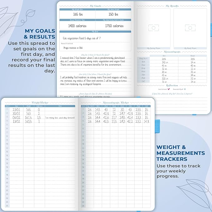 GoGirl Food Journal & Wellness Planner –– Diet & Fitness Diary – Nutrition Journal with Meal, Exercise & Weigh Loss Tracker, A5 (Periwinkle)-Ruum Studio Home