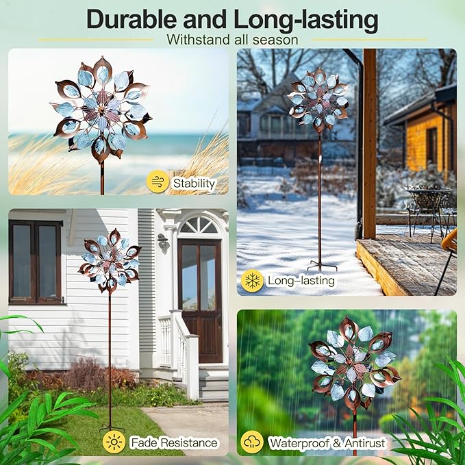 Wind Spinners Outdoor for Yard and Garden, Metal Large Wind Spinner & Sculptures 84 Inch, Garden Spinner Windmills for Yard Decor Gifts for Family Friends-Ruum Studio Home