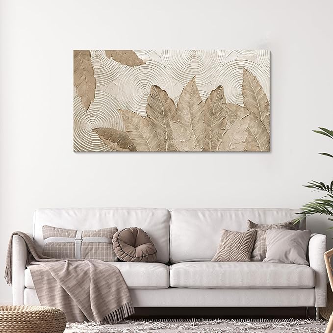 Minimalist & Modern Art for Bedroom Decor Framed Abstract Artwork for Walls Neutral & Contemporary Beige Wall art - Artwork for Living Room and Boho Style Large Abstract Wall Art 20×40IN-Ruum Studio Home
