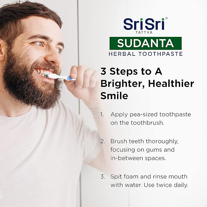 Sri Sri Tattva Sudanta Herbal Toothpaste for Oral Care Protection - Fluoride Free Ayurvedic Toothpaste to Strengthen Teeth and Gums Without Causing Sensitivity - All Natural, 200g (1 Pack)-Ruum Studio Home
