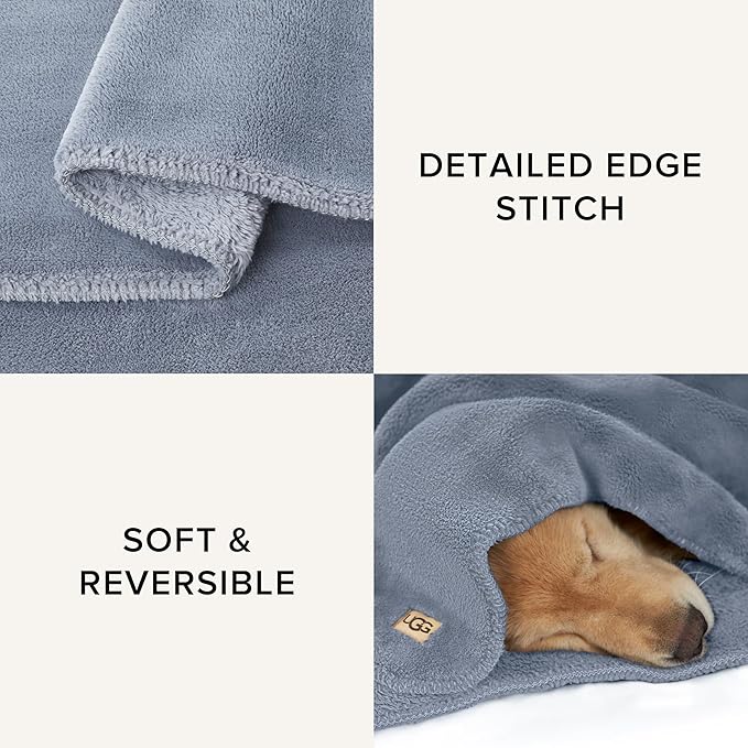 UGG Whitecap Plush Throw Blanket Fleece Lightweight Soft Cozy Throw for Couch or Bed Luxury Home Decor for Living Room Washable Hypoallergenic Blankets for Dorm Decor, 50-inch x 70-inch, Denim Blue-Ruum Studio Home