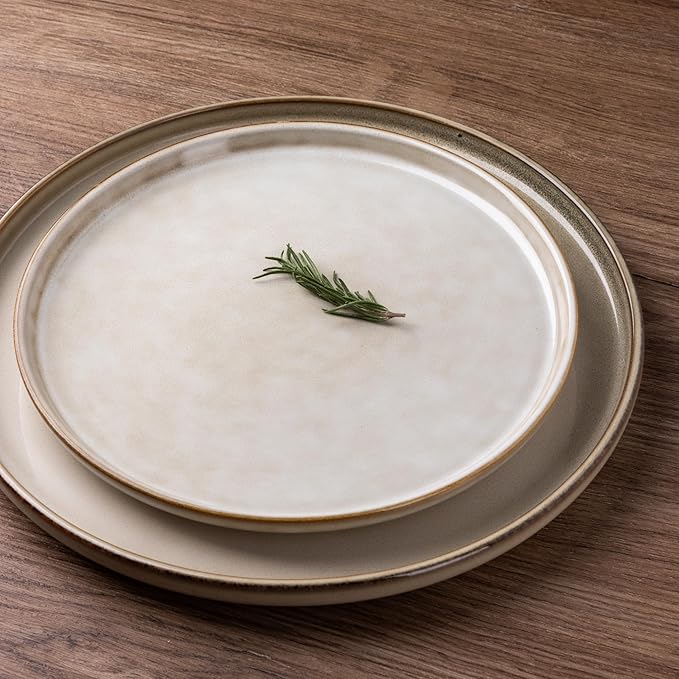 GBHOME Ceramic Dinnerware Sets for 4, 12 Pieces Stoneware Plates and Bowls Sets, Scratch Resistant Dishes, Dishwasher & Microwave Safe, Reactive Glaze-Cappuccino-Ruum Studio Home