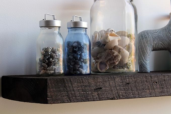Urban Legacy Reclaimed Barnwood Planks | Floating Shelves for Wall w/Flush Mount Shelf Bracket Set Included | Set of 2 (Coffee Bean, 18"x 7"x 2")-Ruum Studio Home
